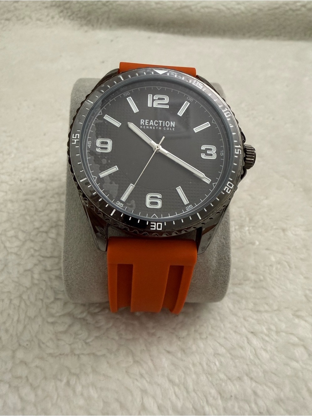 Reaction Kenneth Cole Men's Watch with Orange Silicone Strap and Black Dial